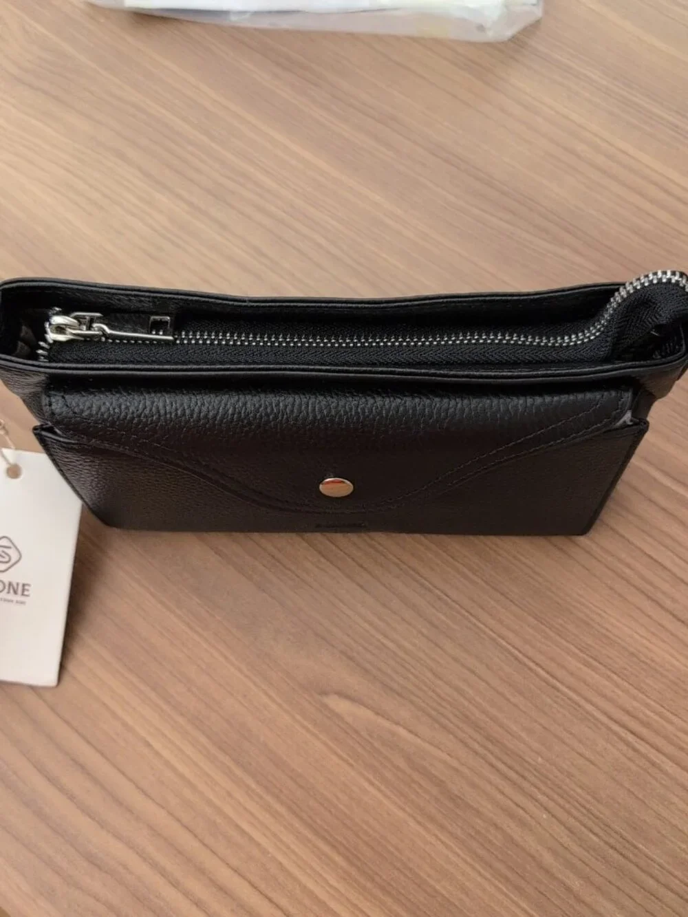S-Zone Leather Crossbody Bag With Strap Designer Handbag Black‎ NWT